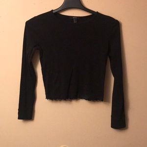 Black scalloped crop top